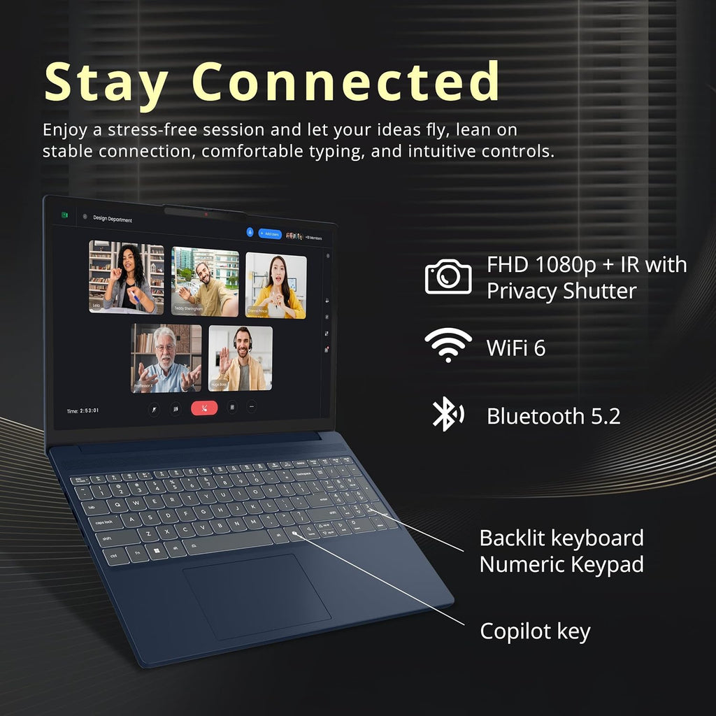 Lenovo IdeaPad Slim 3i 15.3' WUXGA Touchscreen Laptop, Intel Core 5 210H, 40GB DDR5, 1.16TB Storage(1TB SSD+160GB Docking Station Set), Intel Graphics, Backlit Keyboard, Number Pad, Windows 11, Blue