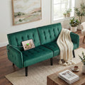 TYBOATLE 65' W Velvet Modern Convertible Folding Futon Couch Sofa Bed w/ 2 USB Charging Ports and arms, Loveseat for Living Room, Office, Apartment, Bedroom (Green)