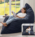 Hobestluk 3 in 1 Bean Bag Chair Giant Bean Bag Chairs for Adults with Plush Faux Fur Cover Convertible Bean Bag Floor Cushion with Machine Washable Cover for Living Room (Plush Dark Grey)
