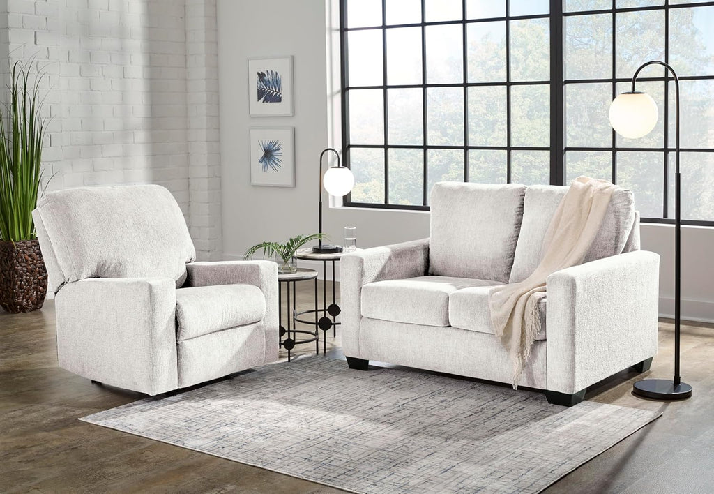 Signature Design by Ashley Rannis Coastal 2-in-1 Sofa Sleeper with Folding Gel Memory Foam Mattress, Twin, White
