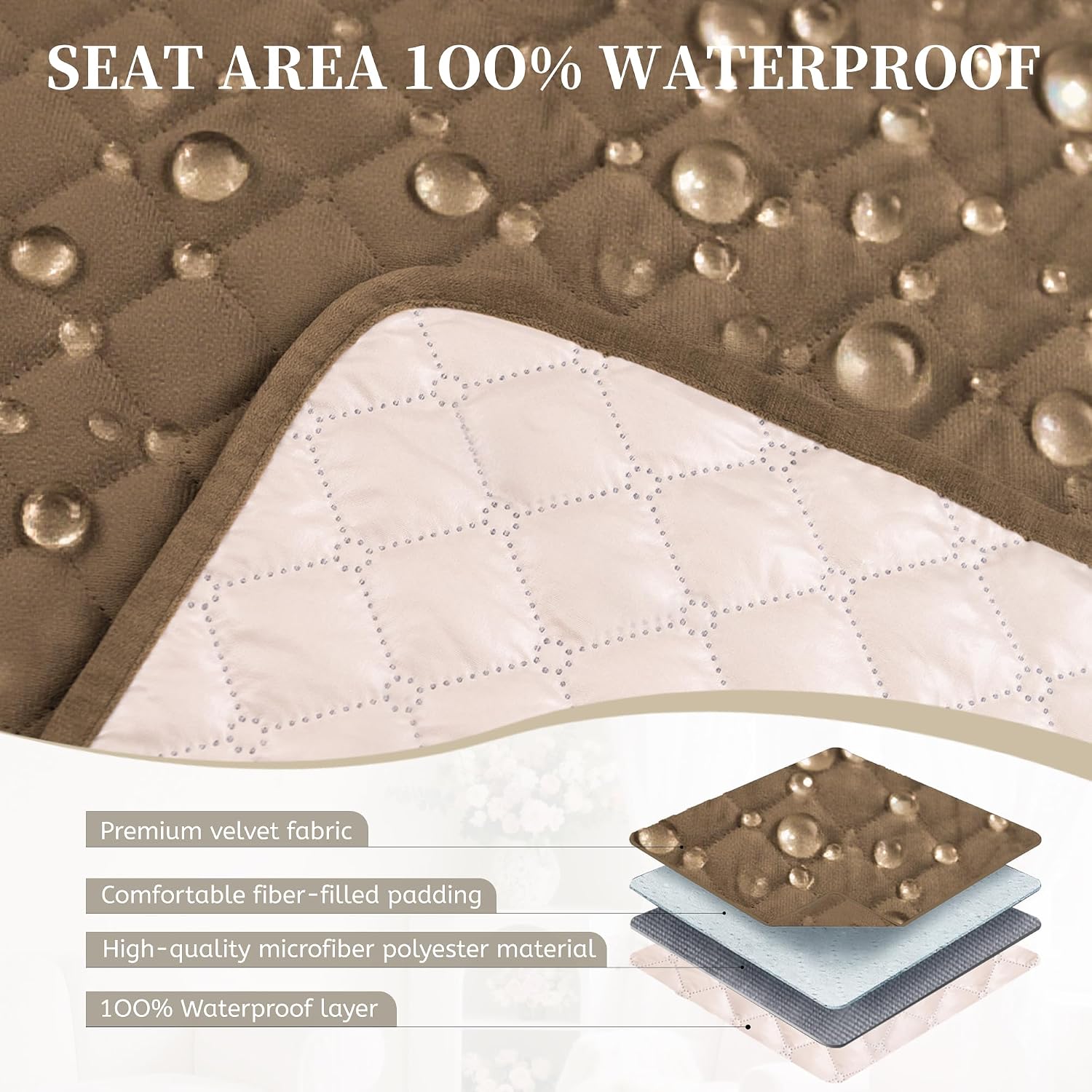 Sectional Couch Covers for Dogs 100% Waterproof Corner L Shaped Sofa Cover Pet Friendly Velvet Washable Anti Slip L Shape Modular Sofa Slipcover Protector with Pockets (Camel, X-Large)