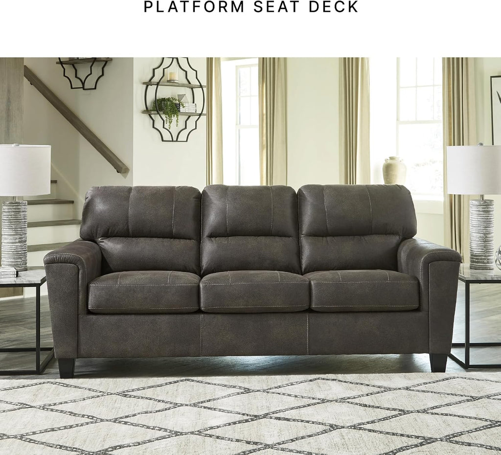 Signature Design by Ashley Navi Faux Leather Modern Sofa, Gray