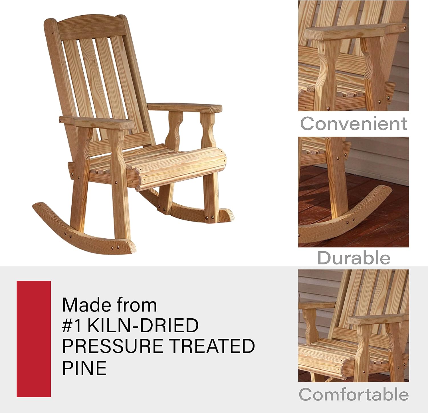 Amish Heavy Duty 600 Lb Mission Pressure Treated Rocking Chair (Unfinished)
