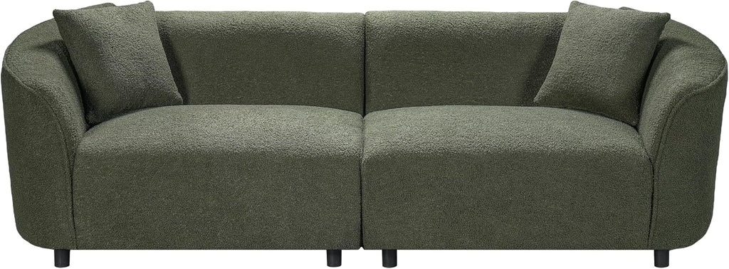 Christopher Knight Home Sabbo 87.50' Boucle Upholstered Couch, Oversized 2 Seater Sofa, Curved Soft Seating Lounge Sofa Chair, Cozy Loveseat with Armrest, Reading Sofa for Living Room Home Rest, Green