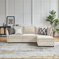 HULALA HOME 97'' Modular Sectional Sofa, L Shaped Couch with Storage Ottoman, Comfy Chenille Sofa with Deep Seat, 4 Seat Convertible Sectional Couches for Living Room, Beige