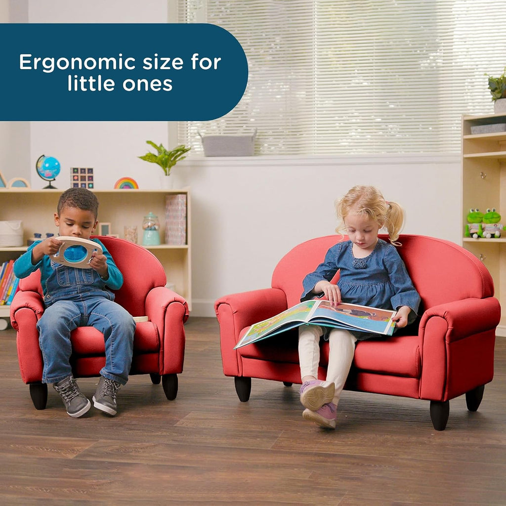 Children's Factory As We Grow Chair and Couch, Flexible Seating for Daycare or Preschool, Kids Reading Couch, Playroom Furniture, Red