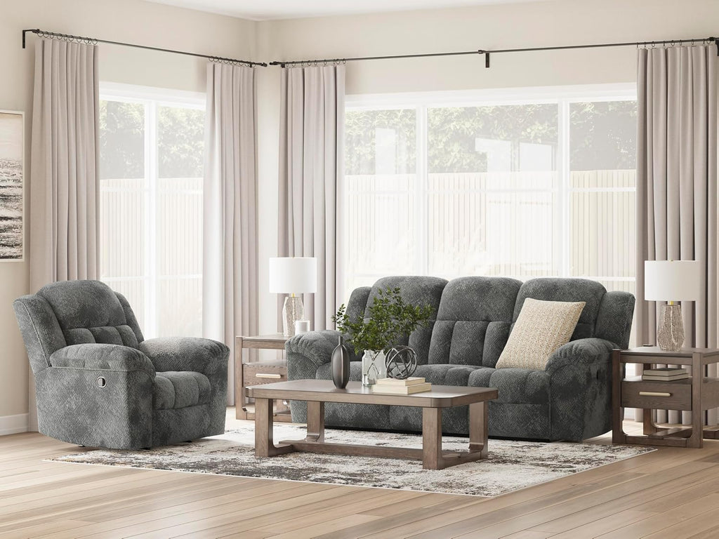 Signature Design by Ashley Frohn Contemporary Manual Reclining Sofa, Gray