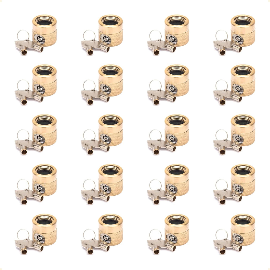 The FaucetLock | Heavy Duty Brass Construction | Prevents Water Theft & Secures Outdoor Bibbs | Promotes Water Conservation | Keyed The Same | FSS 50 | 20 Pack
