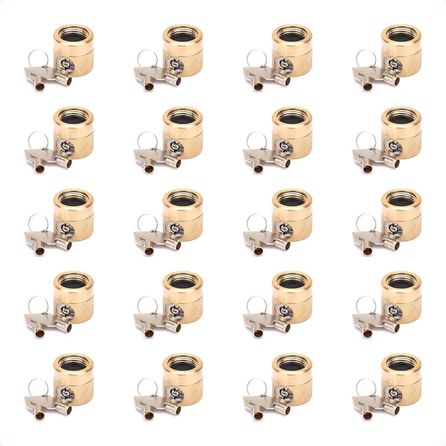 The FaucetLock | Heavy Duty Brass Construction | Prevents Water Theft & Secures Outdoor Bibbs | Promotes Water Conservation | Keyed The Same | FSS 50 | 20 Pack