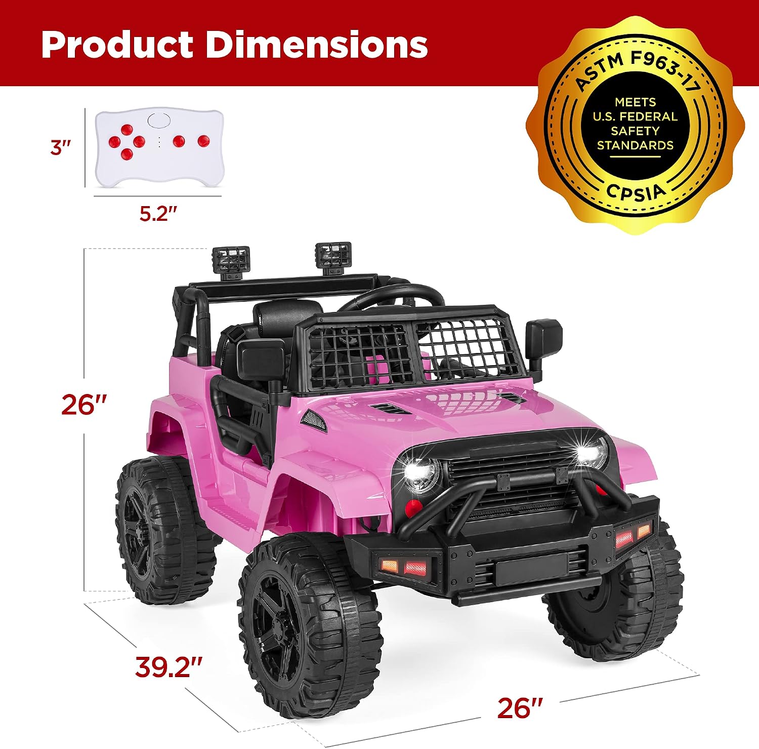 Best Choice Products 12V Kids Electric Vehicle Toy Ride On Car with Parent Remote Control for Toddlers, Seat Harness, 61 lbs Weight Capacity, Locking Doors, Spring Suspension, Bluetooth - Pink
