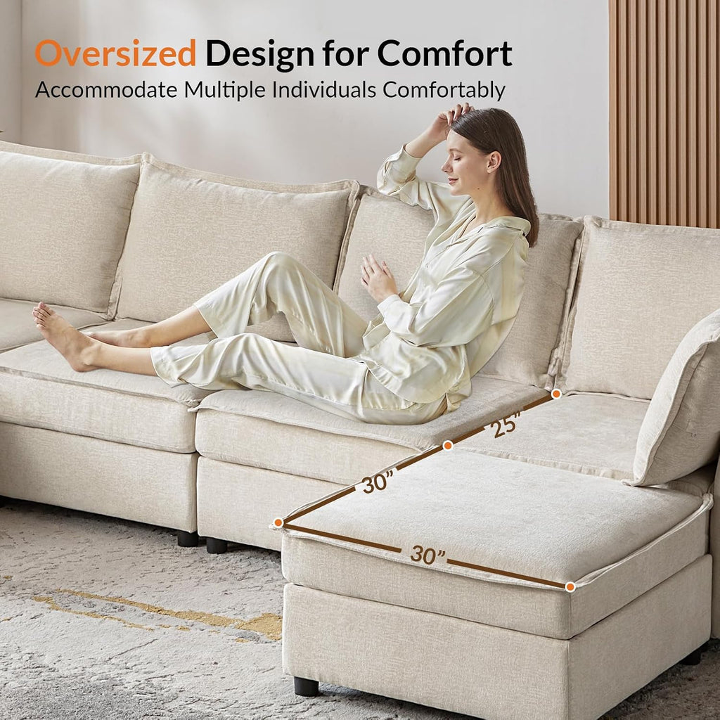 HULALA HOME 67'' Modern Chenille Loveseat Sofa, 2 Seater Couch with Storage, Comfy Deep Seat, Small Loveseat Couches for Living Room Furniture with Pillows, Easy to Install, Beige