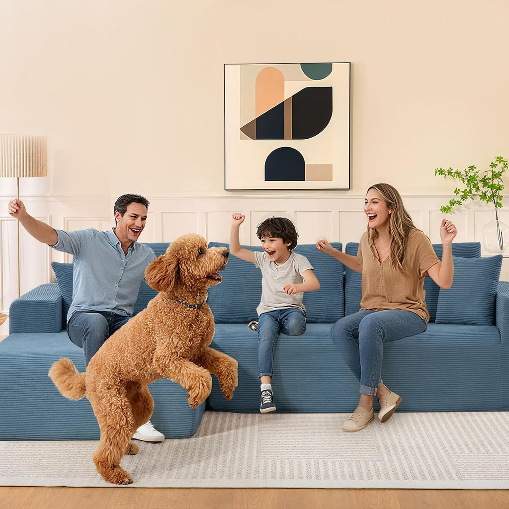 Brage Living 2025 New 108' Cloud Couch Sectional, Comfy Boneless Modular Sectional Sofa with L-Shaped Chaise, Deep Seat Couch for Living Room, No Assembly Required (Blue, Left Facing Chaise)
