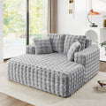 JEEOHEY 56'W Oversized Chaise Lounge Chair Indoor,Plush Faux Fur Sleeper Couch Sofa Bed with Pillows,Fluffy Comfy Cloud Sofa,Compression Foam Boneless Couch for Living Room,Bedroom(Bubble, Light Grey)