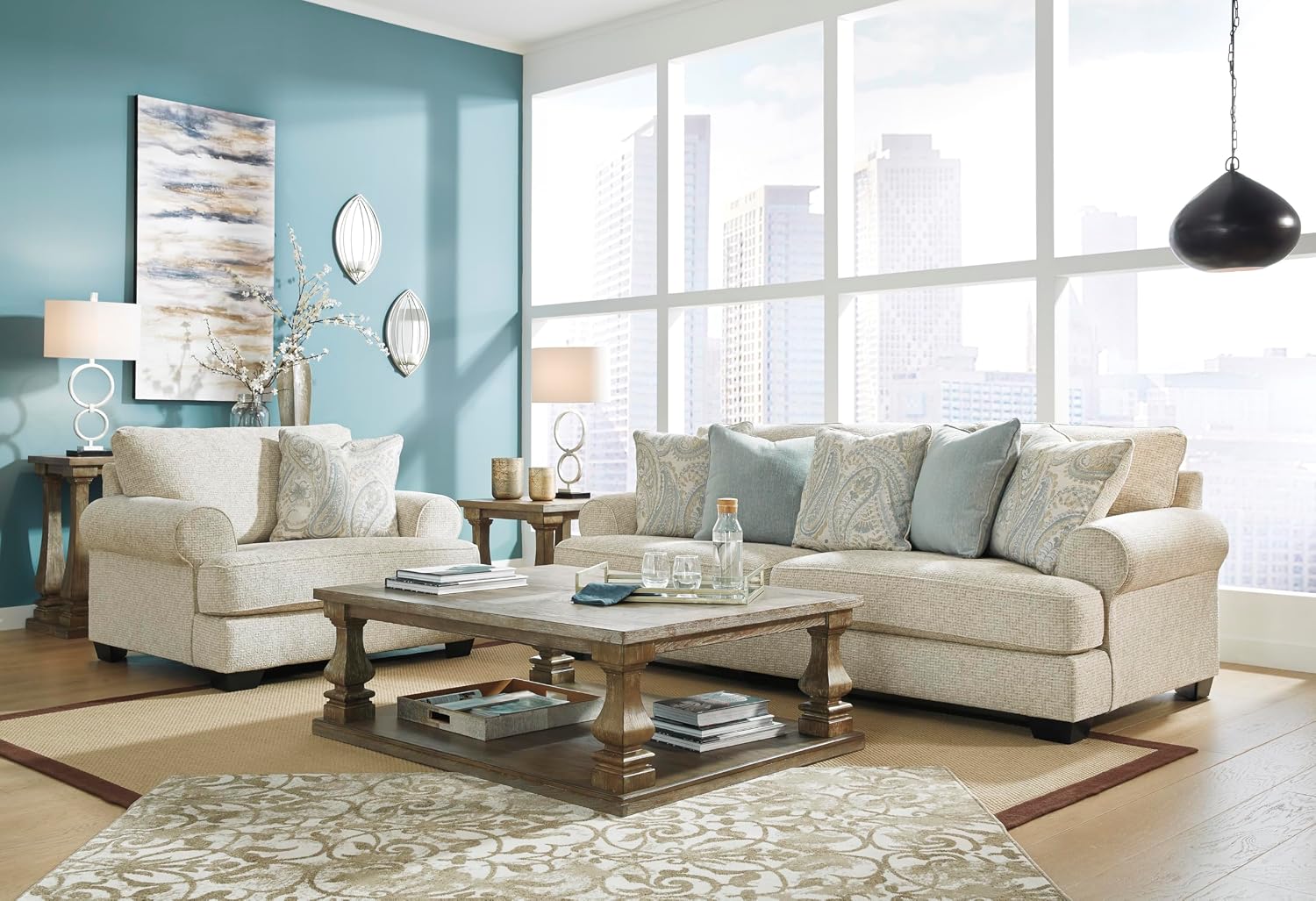 Signature Design by Ashley Monaghan Classic Upholstered Oversized Chair with Toss Pillow, Light Brown