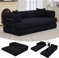 GarveeHome 79' Convertible Sleeper Sofa Bed Couch, 4-in-1 Boneless Corduroy Folding Sofa Bed with Pillow & Fixed-Shape, Floor Mattress Couch Loveseat for Living Room Apartments - No Assembly, Black