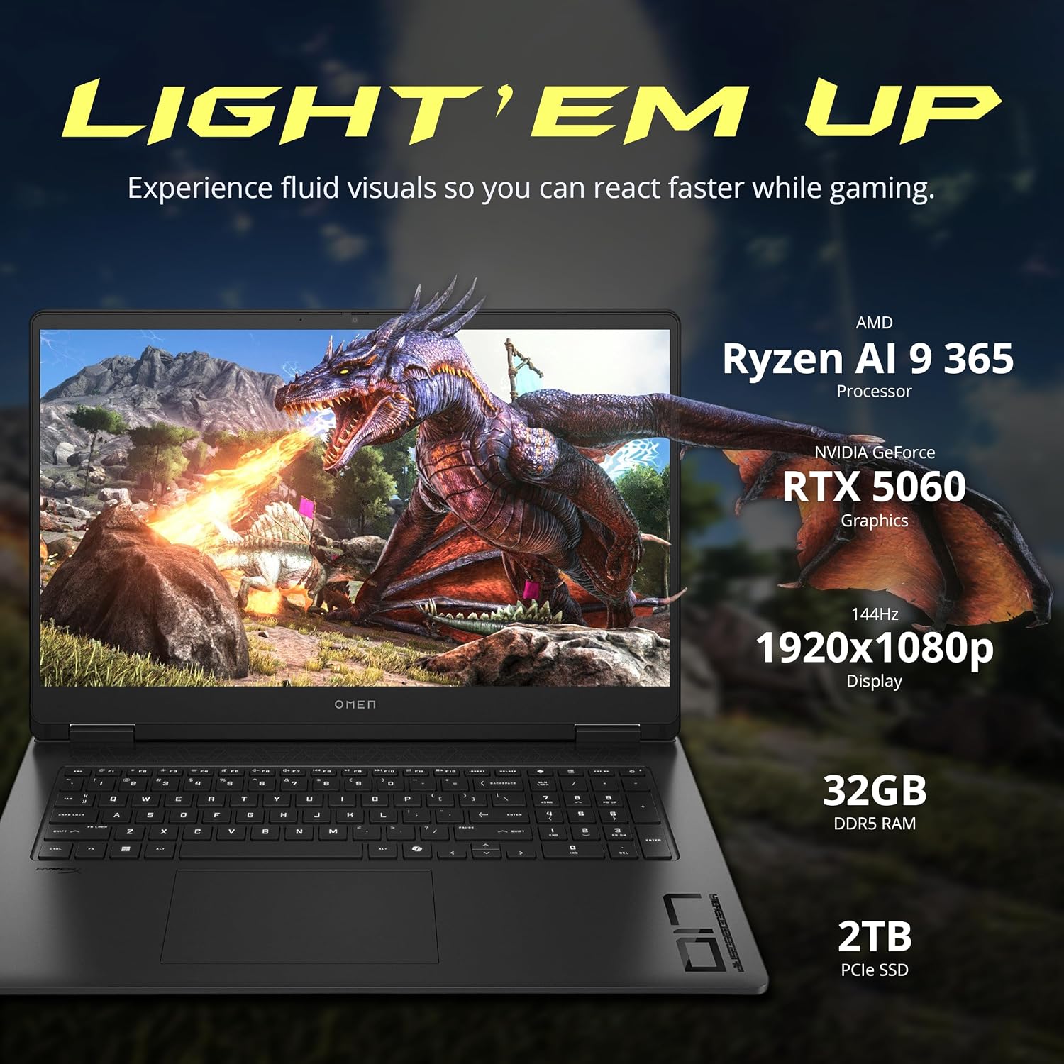 HP Omen 17 Gaming AI Laptop, GeForce RTX 5060, AMD Ryzen AI 9 365 Zen 5 10-Core (50 Tops), 17.3' 144Hz FHD IPS, 32GB RAM, 3TB Storage(2TB SSD+1TB Docking Station), RGB Backlit Keyboard, Win 11, Black
