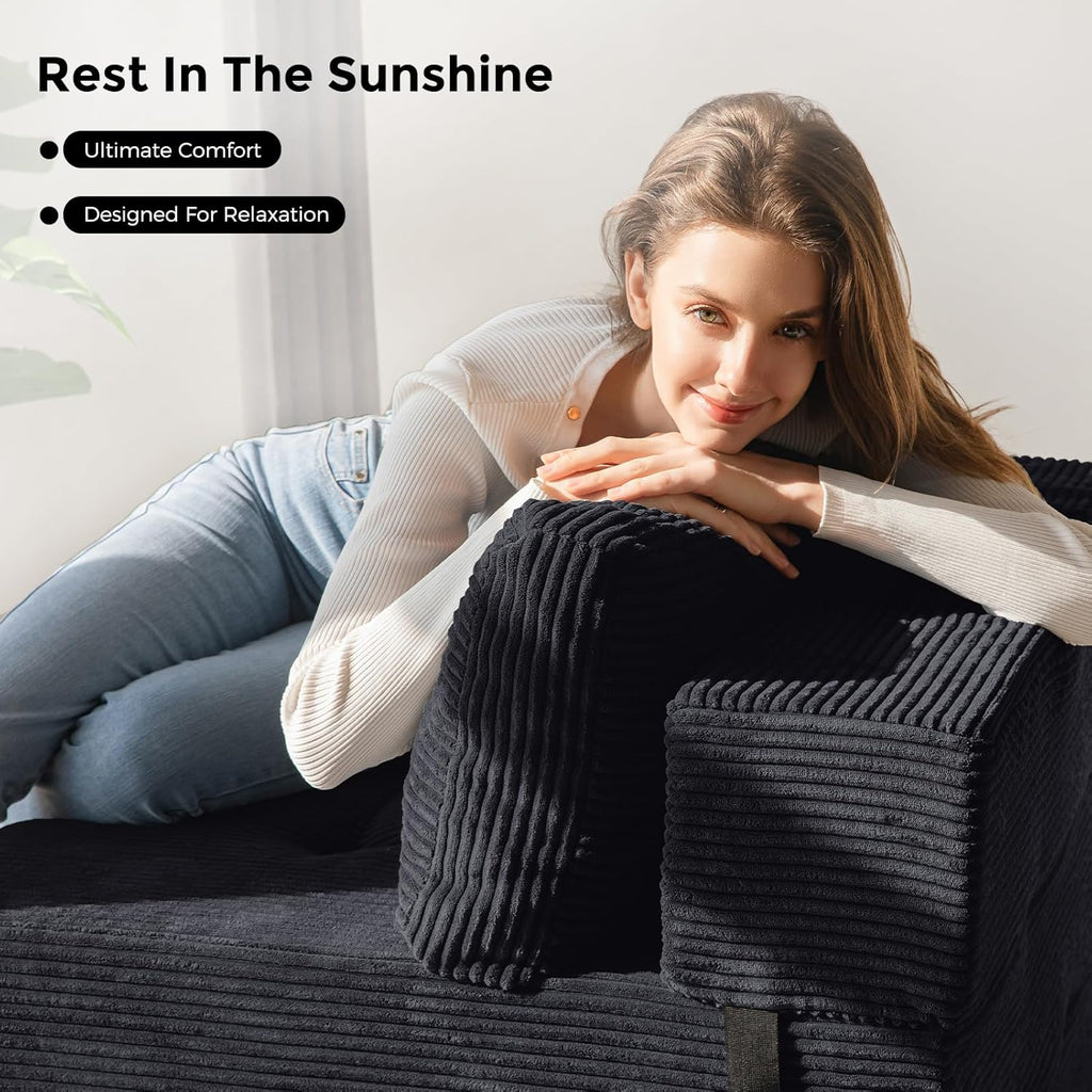MAXYOYO Folding Sofa Bed, Convertible Sofa Bed with High-Density Support Foam, Portable 4 in 1 Fold Out Chair to Floor Lounger, Versatile Floor Couch for Living Room Bedroom, Black
