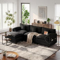 KCGKCG Modular Sectional Sofa, 108' Comfy Cloud Couch with Movable Ottoman | Charging Station | Side Pocket | Throw Pillow, Modern L-Shaped Couches for Living Room, Chenille, Classic Black