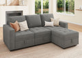 HONBAY Modular Sectional Couch L Shaped Sofa with Storage Seats Sectional Couches for Living Room,Warm Grey