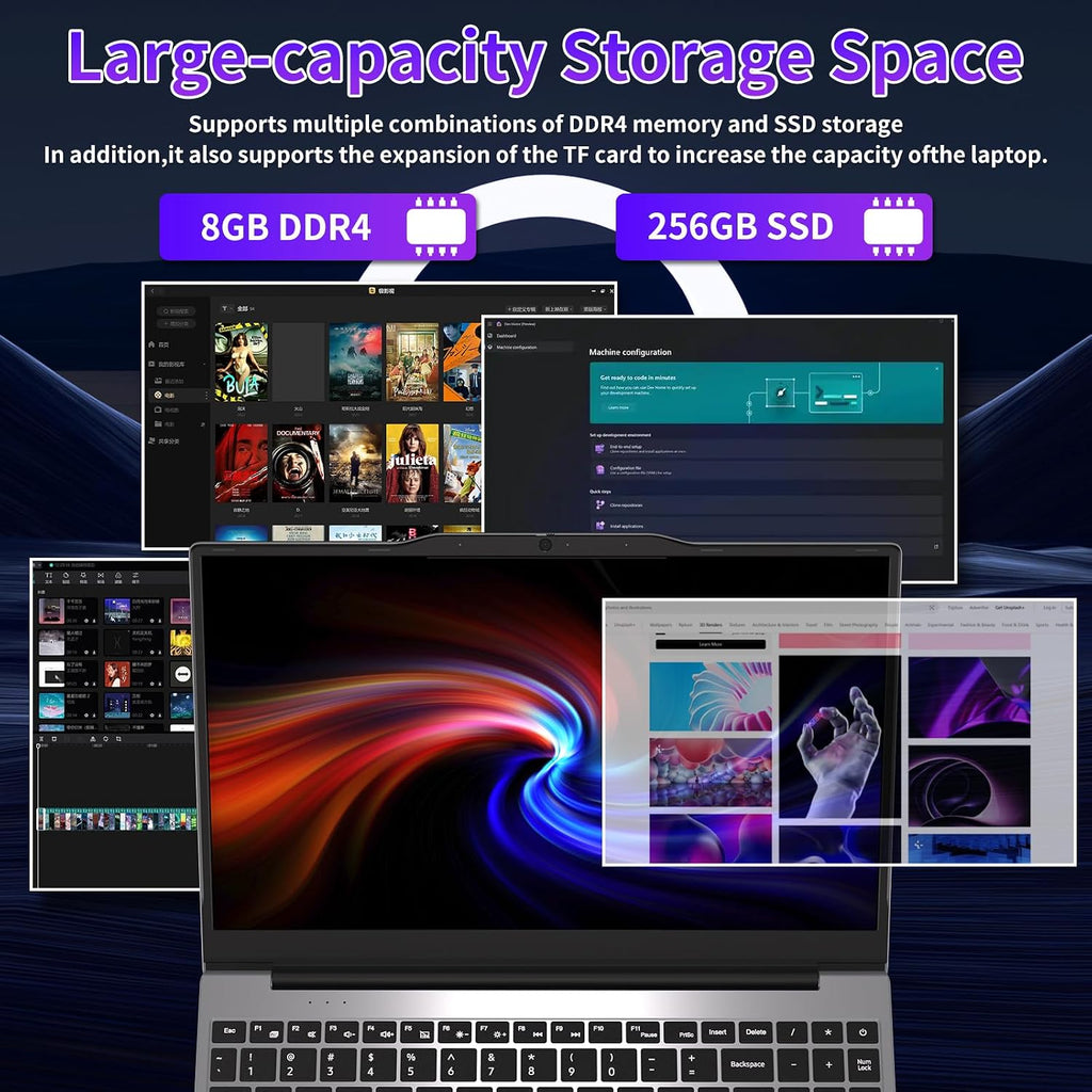 Auusda Student Laptop,14.1' FHD Laptop for Business and Study, 4-Core 2.9GHz N5095, 8GB RAM 512GB SSD, Numeric Keypad, Standard HDMI, Lightweight & Portable, Laptops Win11 Pro, 2-Year Warranty Silver