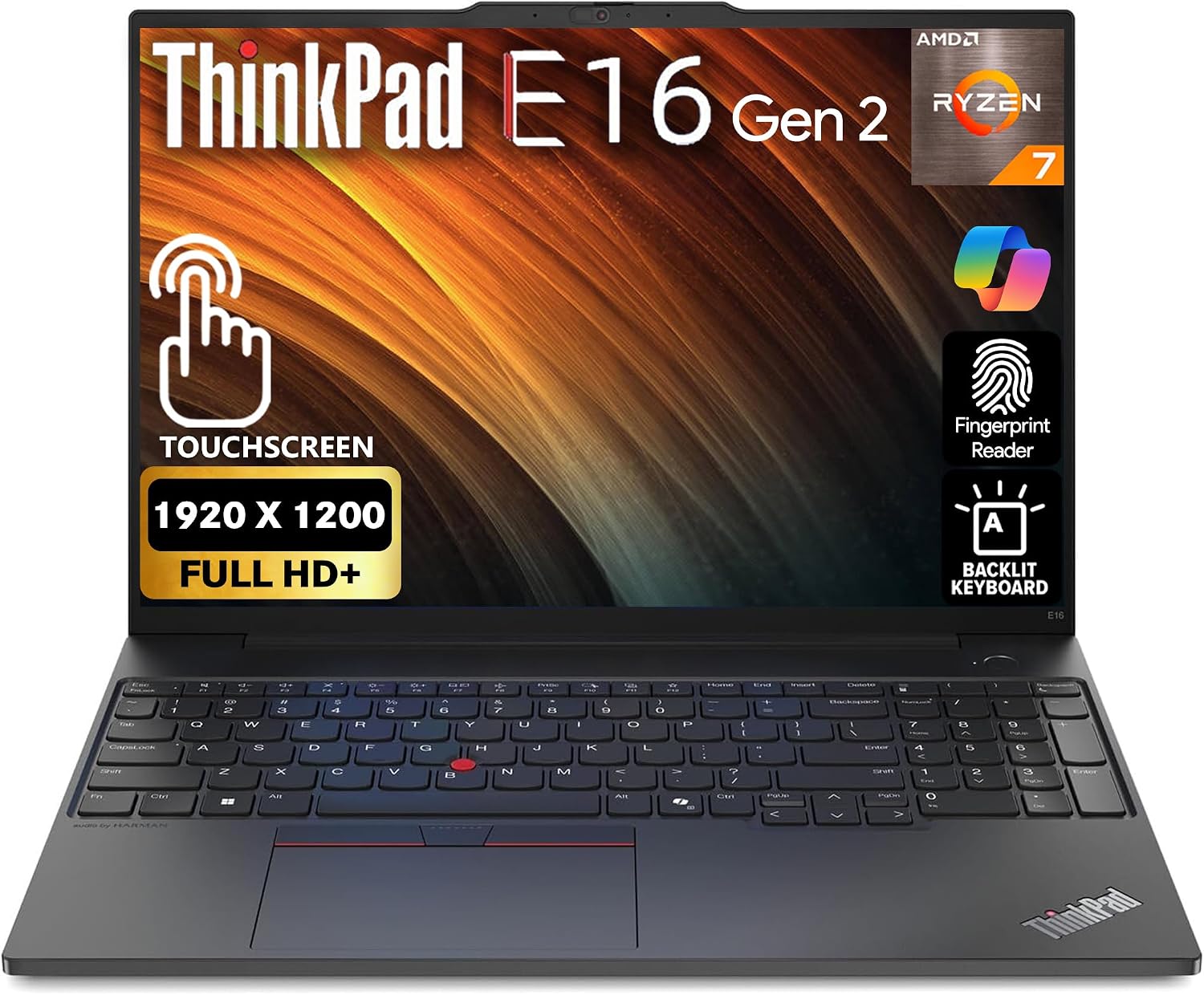 Lenovo ThinkPad E16 Gen 2, FHD+ 16' Touchscreen, AMD Ryzen 7 7735U, 40GB RAM, 1TB SSD, Fingerprint, Backlit Keyboard, WiFi 6E + BT, RJ-45, FHD Webcam, Win 11 Pro, AI Business Laptop