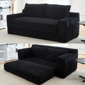GNIXUU 71' Corduroy Cloud Loveseat Sofa, 2 in 1 Convertible Black Boneless Sleeper Sofa with Fixed-Shape Frame, Comfy Folding Love Seat Couches for Living Room, Apartment, Small Spaces