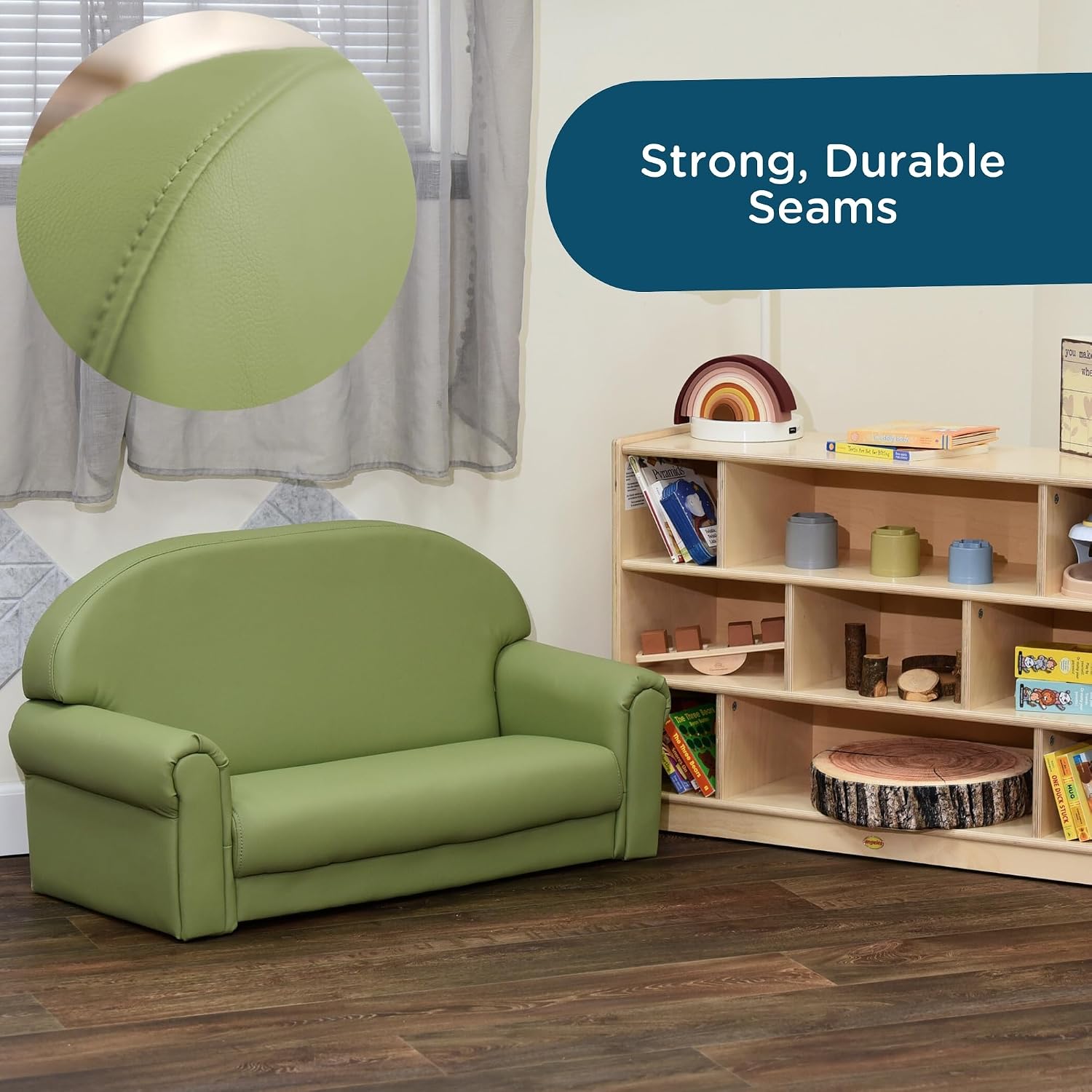 Children's Factory As We Grow Chair and Couch, Flexible Seating for Daycare or Preschool, Kids Reading Couch, Playroom Furniture, Sage