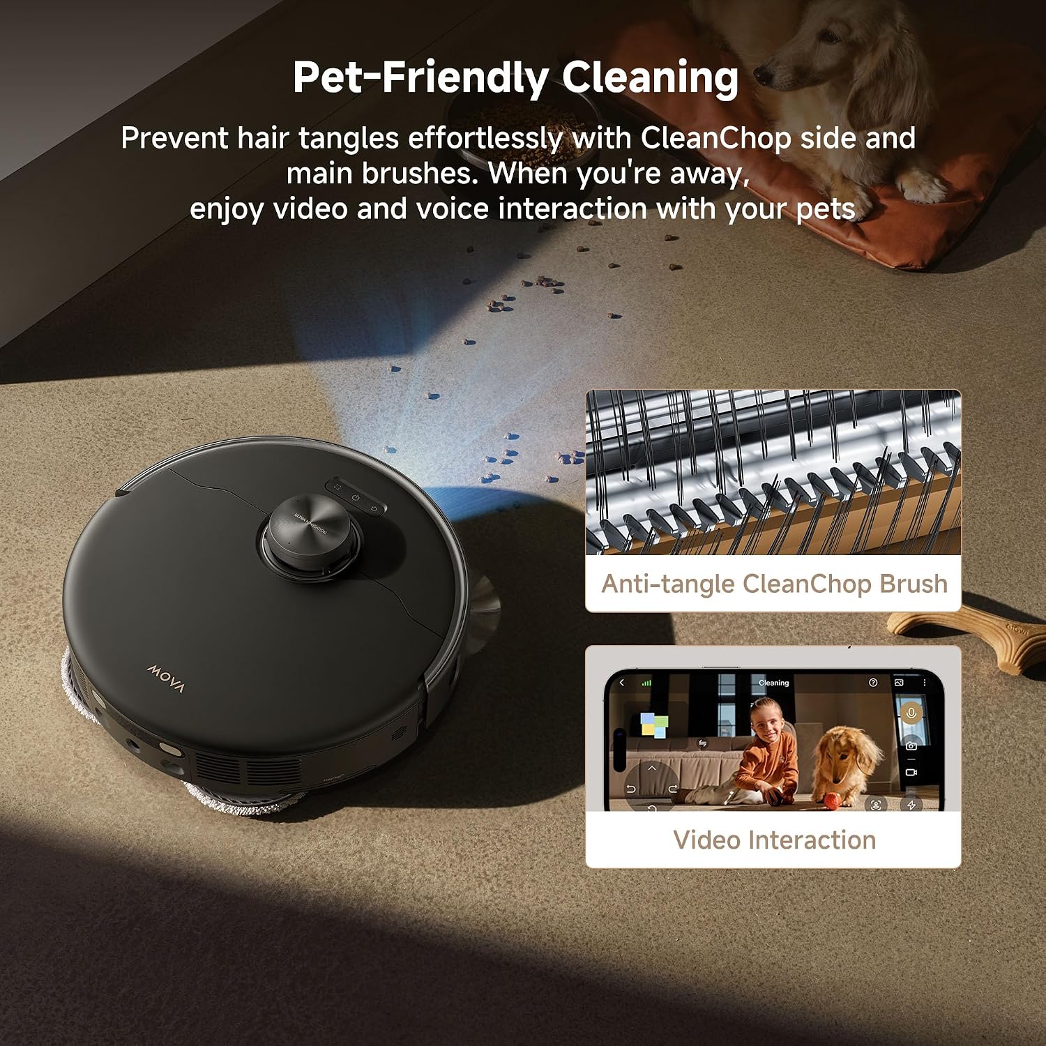 Mova P50 Pro Ultra Robot Vacuum and Mop, 19,000Pa Suction with Anti-Tangle Brush, Removable & Liftable Mop for Carpet & Floor, 167℉ Mop & Washboard Self Drying & Cleaning, Auto Empty & Refill, Black