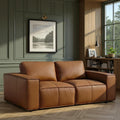 Clayton 76' Modern Leather Loveseat in Anthracite Gray or Ochre with Track Arms