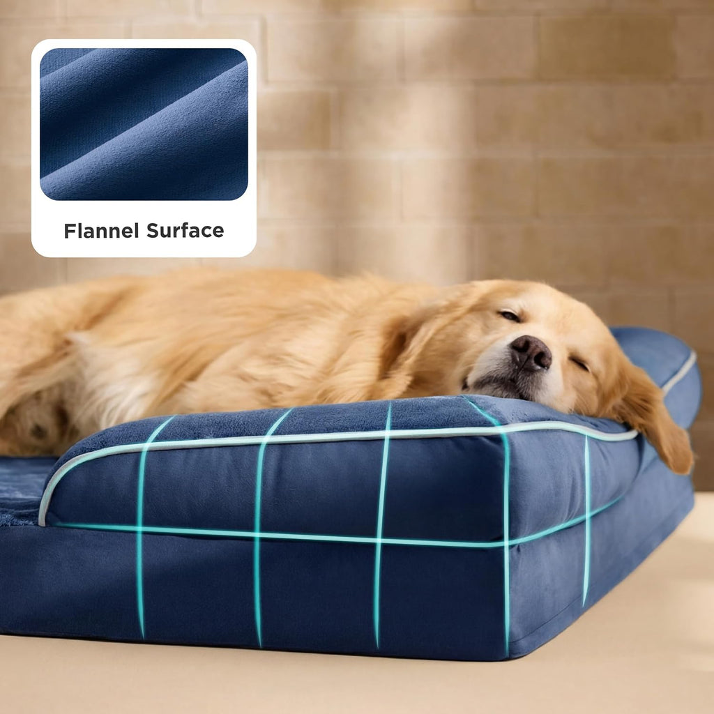 Bedsure XL Plus Orthopedic Dog Bed for Extra Large Dogs - Washable XLarge Dog Cat Bed Waterproof, Comfort Dogs Couch Sofa with Washable Removable Cover, Pet Bed with Nonskid Bottom, Blue Navy, 48'