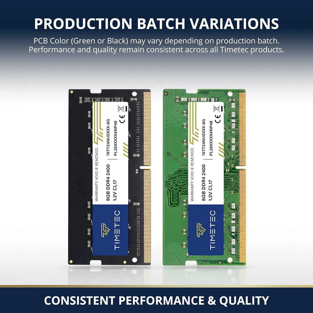 Timetec Premium 16GB KIT (2x8GB) DDR4 2400MHz (PC4-2400T) PC4-19200 SODIMM Laptop RAM – 260-Pin 1.2V CL17 Non-ECC Unbuffered Memory Module for Laptop, Notebook, Mini PC, All-in-One