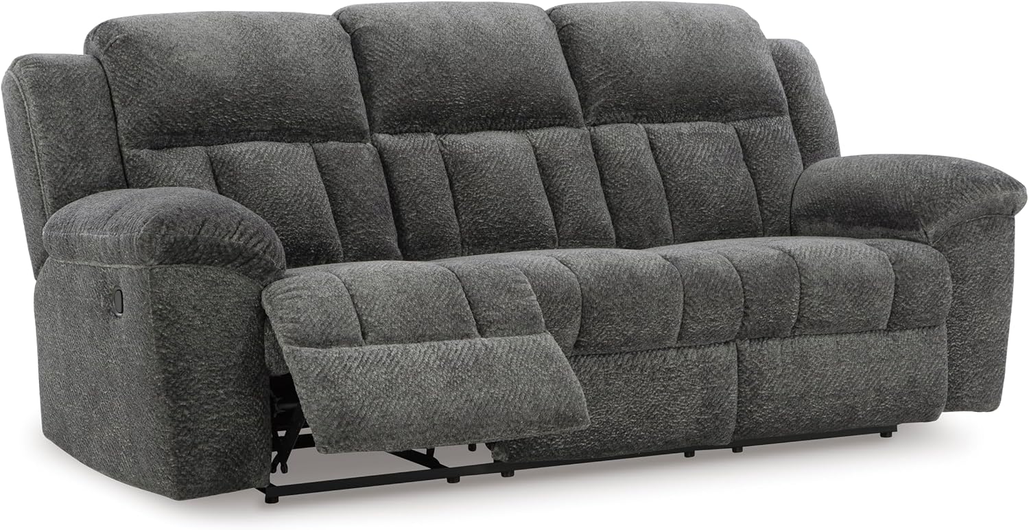 Signature Design by Ashley Frohn Contemporary Manual Reclining Sofa, Gray