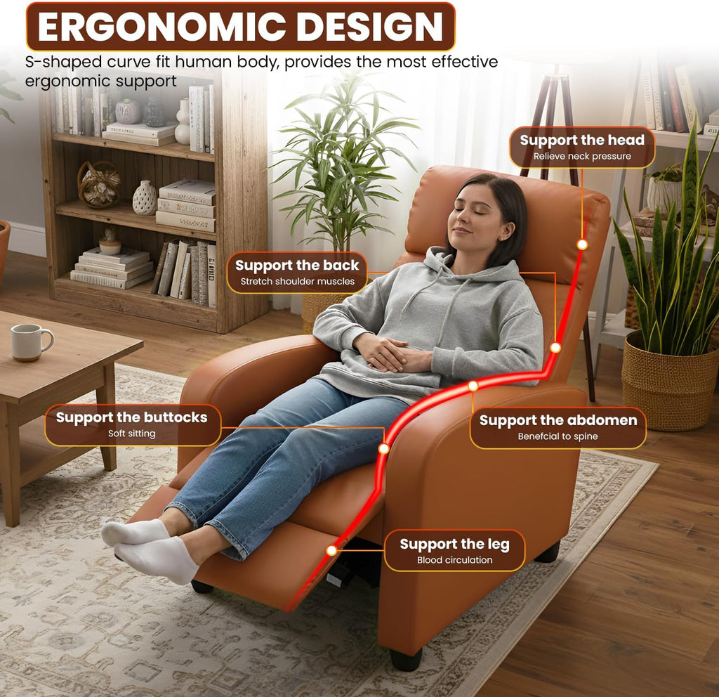 Recliner Chair for Living Room Home Theater Seating Single Reclining Sofa Lounge with Padded Seat Backrest