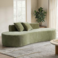 HULALA HOME 94.5' Curved Boneless Couch with Two Pillows, Oversized 3 Seater Compressed Foam Sofa with Deep Seat, Modern Cloud Couch for Living Room, No Assembly Required, Olive