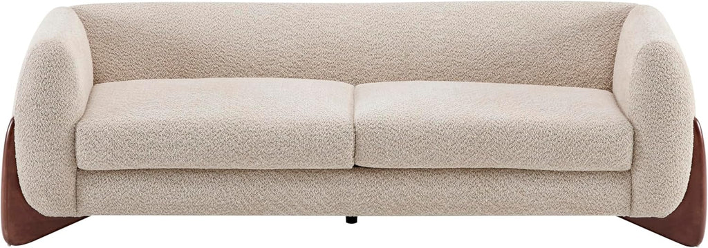 Christopher Knight Home Almab 82 Inches Sofa Couch, Cozy Boucle Upholstered 3-Seater Sofa, Wood Frame Couch, Comfy Couches for Living Room and Office, Modern Sofa, Lounge Seating, Almond