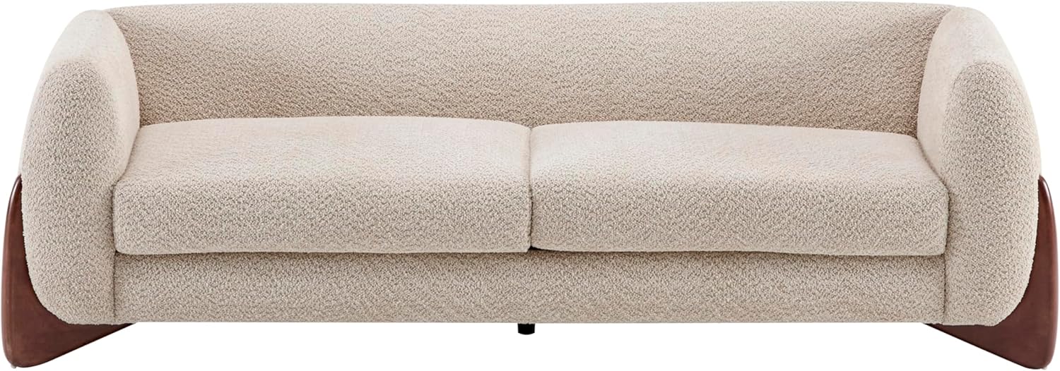 Christopher Knight Home Almab 82 Inches Sofa Couch, Cozy Boucle Upholstered 3-Seater Sofa, Wood Frame Couch, Comfy Couches for Living Room and Office, Modern Sofa, Lounge Seating, Almond