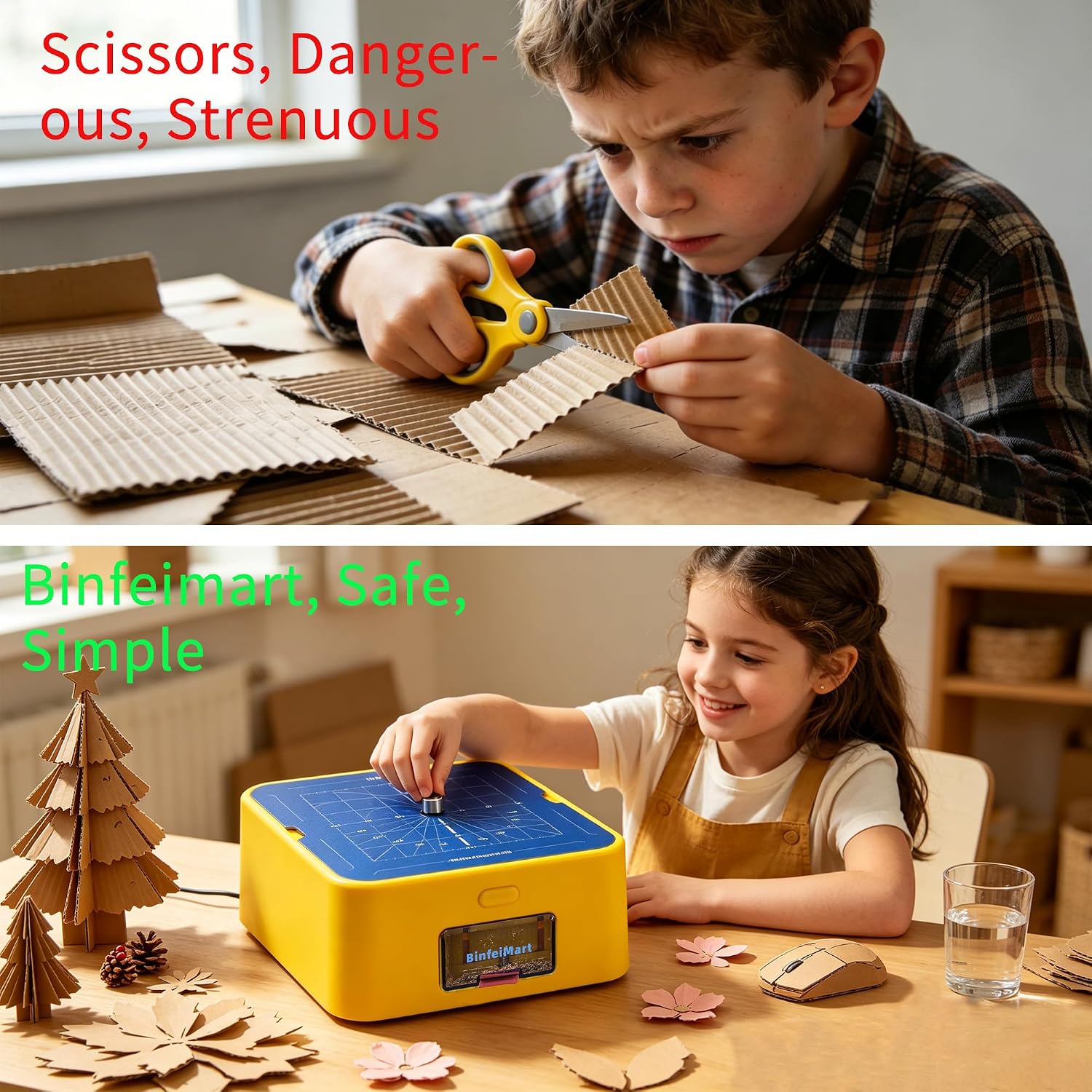 | Kid Safe Cardboard Cutter | Safety Craft Knife for Kids | No Sharp Edge DIY STEM Art Tool for Cardboard Building, Homeschool & Upcycling Projects | ChompSaw Alternative