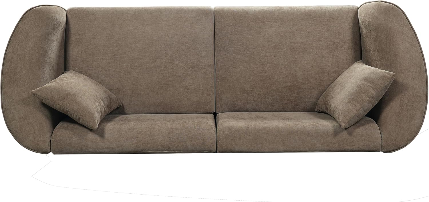 Christopher Knight Home Sabbo 87.50' Modern Sofa Couch, Wooden Home Sofa Living Room, Oversized Cloud Couch for Bedroom, Home Office, Brown