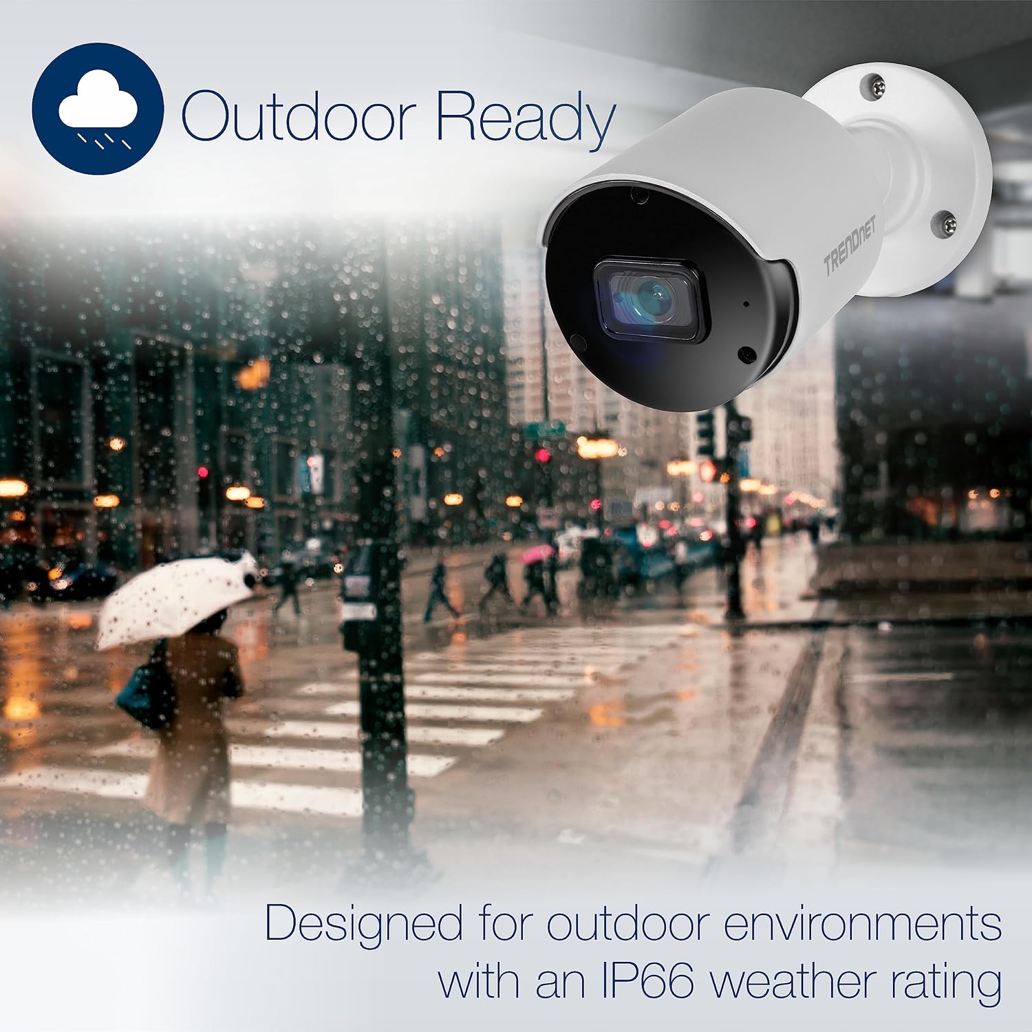 TRENDnet Indoor Outdoor 5MP H.265 PoE Bullet Network Camera, IP66 Rated Housing, IR Night Vision up to 30m (98 ft.), Security Surveillance Camera, microSD Card Slot (up to 256GB), White, TV-IP1514PI