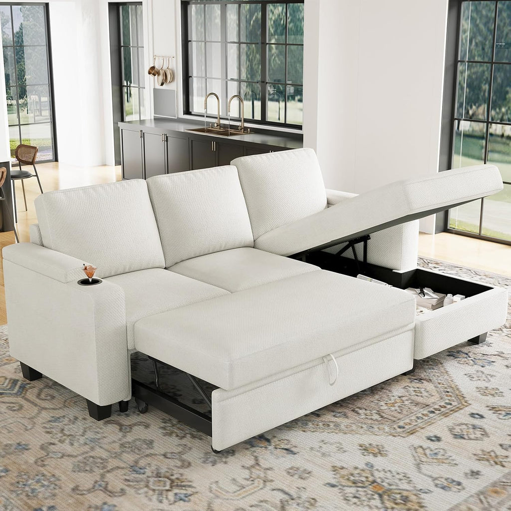 Belffin Sectional Storage Chaise Module for Modular Sectionals. Right-Facing Chaise. Beige.