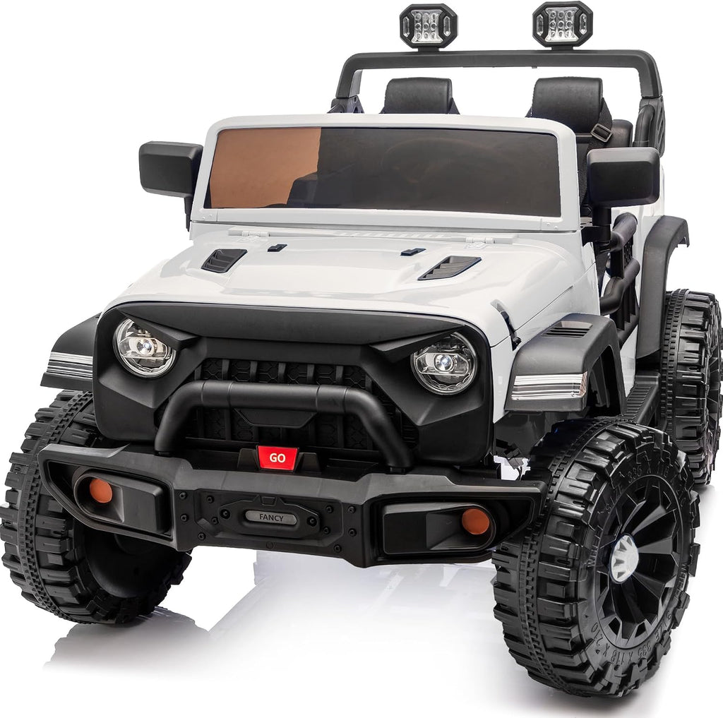 Outfunny 2 Seater Ride on Car Toy, 12V Electric Car for Kids 4-8 with Remote Control, Capacity 150 lb, LED Light - White