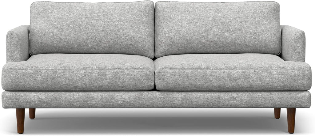 SIMPLIHOME Livingston 76' Wide x 33' High Sofa in Mist Grey Woven-Blend Fabric, Handcrafted Loveseat Couch for Living Room or Family Room, Mid-Century Modern Style, Solid Wood Frame