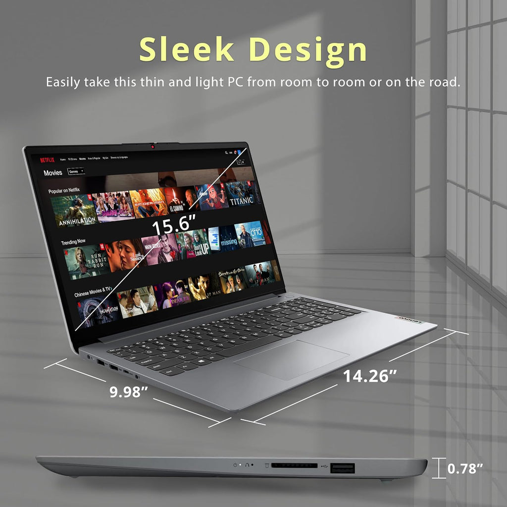 Lenovo IdeaPad 1 15.6' HD Laptop, AMD Athlon Silver 3050U Processor, 8GB RAM, 128GB PCIe SSD, AMD Radeon Graphics, Numeric Keypad, HD Webcam, HDMI, WiFi 6, Grey, Windows 11 (Renewed)