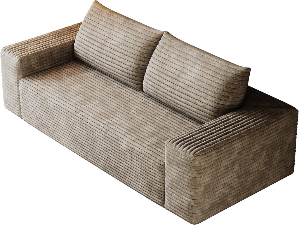 3 Seater Couch for Living Room, 71.3 INCH Fluffy Corduroy Boneless Couch Cloud Loveseat with Wide Armrest, Upholstered Floor Sofa in A Box, No Assembly Required