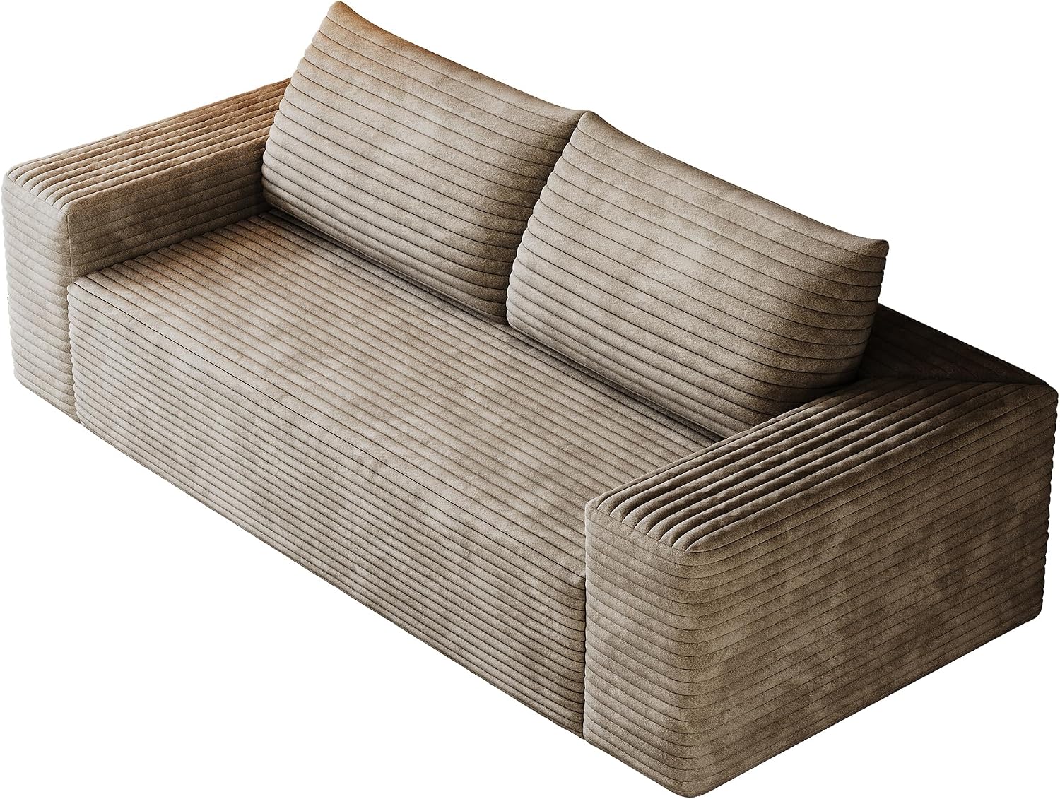 3 Seater Couch for Living Room, 71.3 INCH Fluffy Corduroy Boneless Couch Cloud Loveseat with Wide Armrest, Upholstered Floor Sofa in A Box, No Assembly Required