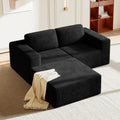 Vesgantti 80' Modular Sectional Sofa, Corduroy Cloud Couch with Deep Seats & Spring Support, Compact 2 Seater Boneless Couch, L-Shaped Modular Sofa for Small Spaces, Apartments, No Assembly, Black
