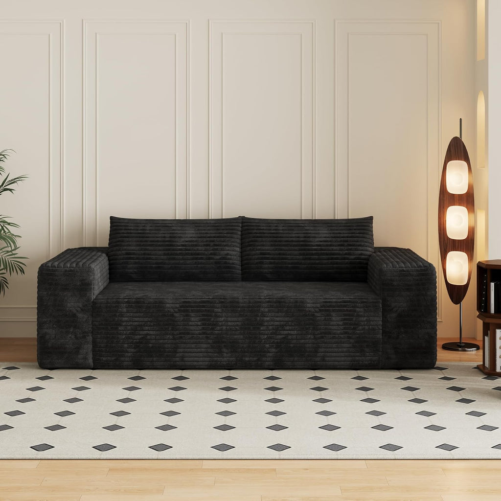 Eafurn Memory Foam Boneless Loveseat Sofa Couch, 3-Seater Upholstered Sofa with Corduroy Fabric and Wider Armrest, No Assembly Sofa for Living Room, Bedroom & Apartment | Sturdiness, Breathable material, Sofa in A Box