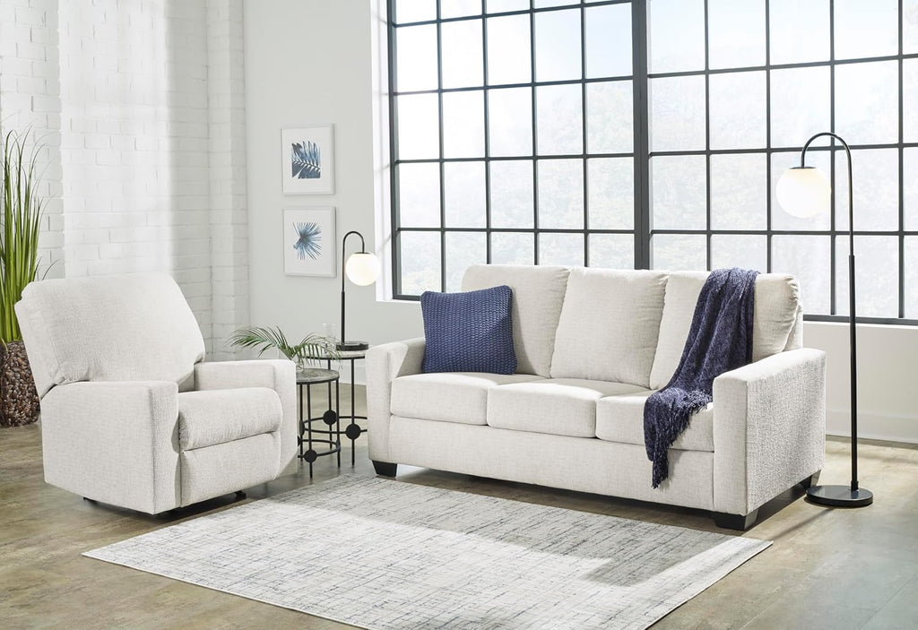 Signature Design by Ashley Rannis Coastal 2-in-1 Sofa Sleeper with Folding Gel Memory Foam Mattress, Full, White