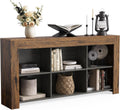LITTLE TREE Console Table with Storage, 63-Inch Narrow Long Sofa Table, Entryway Table with 6 Cubes, Farmhouse Storage Shelves for Entryway, Living Room