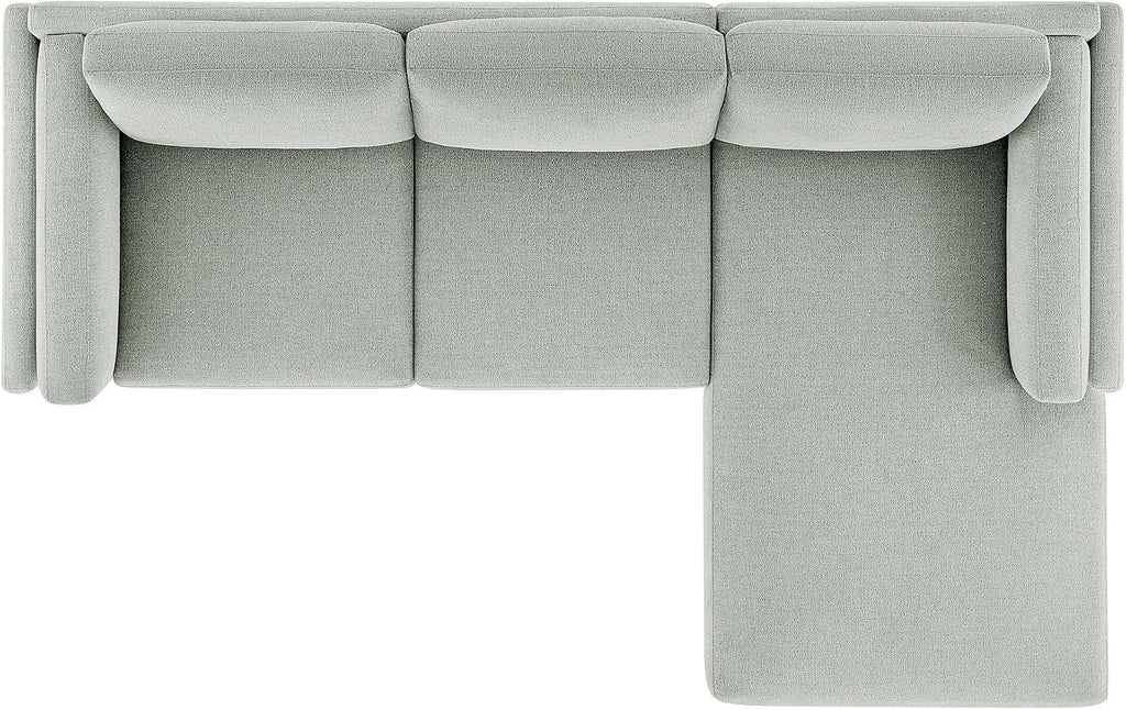 Modway Roscoe Right-Facing Sectional Sofa with Chaise in Mist - 2-Piece Mélange Chenille Fabric Deep Seat Couch, L Shaped Modular for Living Room or Lounge